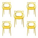 Ver imagem 1 de Kit 5 Cadeiras Decorativas Sala e Cozinha Feliti (Pp) Amarela - Gran Belo