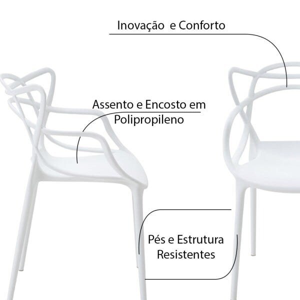 Kit 3 Cadeiras Decorativas Sala e Cozinha Feliti (Pp) Branca - Gran Belo - 2