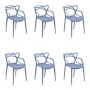 Ver imagem 1 de Kit 6 Cadeiras Decorativas Sala e Cozinha Feliti (Pp) Azul Caribe - Gran Belo