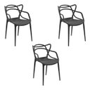 Ver imagem 1 de Kit 3 Cadeiras Decorativas Sala e Cozinha Feliti (Pp) Preto - Gran Belo