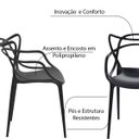 Ver imagem 2 de Kit 5 Cadeiras Decorativas Sala e Cozinha Feliti (Pp) Preto - Gran Belo