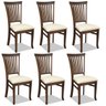 Kit 6 Cadeiras para Sala de Jantar Cozinha Vitte Canela Linho Rústico Bege - Gran Belo - 1