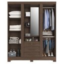 Ver imagem 2 de Guarda Roupa Solteiro Capelinha Premium 3 Portas 3 Gavetas Jacarandá Fosco - Zanzin