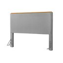Ver imagem 2 de Cabeceira Cama Box Queen 1,60m Estofada Detalhe em Madeira Java Linho Cinza