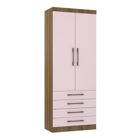 Guarda Roupa Dormitório Modulado Paris Módulo 2 Portas 4 Gavetas - Luciane 326:Avelã e Rosa