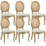 Kit 6 Cadeiras para Sala de Jantar Cozinha Isla Provençal Oak Linho Rústico Bege - Gran Belo - 1