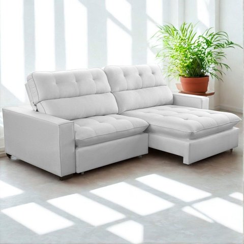 Sofa Retratil Reclinavel 2 Lugares 260cm Veludo Andreia