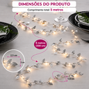 Ver imagem 4 de Fio de Prata Dourado com Luzes LED e Folhas Plateadas Cordao Luminoso de 5 Metros