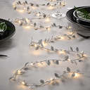 Ver imagem 1 de Fio de Prata Dourado com Luzes LED e Folhas Plateadas Cordao Luminoso de 5 Metros