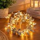 Ver imagem 5 de Fio de Prata Dourado com Luzes LED e Folhas Plateadas Cordao Luminoso de 5 Metros