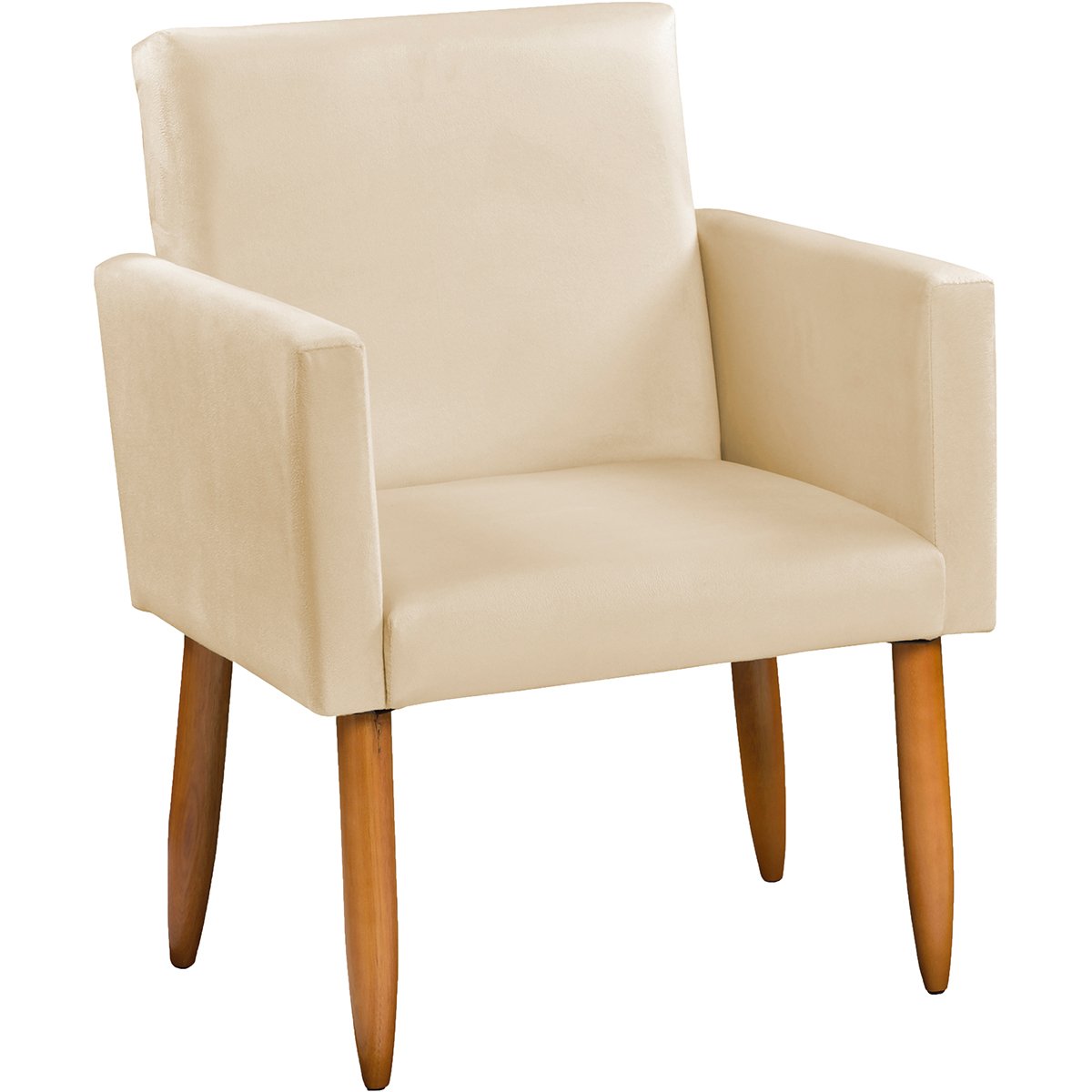 Poltrona Cadeira Decorativa Nina Reforçada Para Recepção Suede Bege Pé Castanho Clique E Decore - 2
