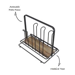 Porta Copos de Madeira e Aço para Mesa - Stolf - 3