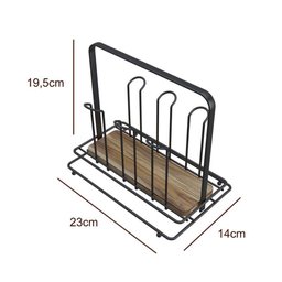 Porta Copos de Madeira e Aço para Mesa - Stolf - 4