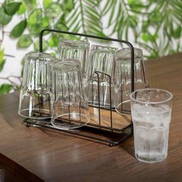 Porta Copos de Madeira e Aço para Mesa - Stolf - 2