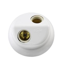 Plafon Duplo Branco 100w 250a com Soquete E27 Porcelana - Ilumi - 1 Plafon Duplo Branco 100w 250a com Soquete E27 Porcelana - Ilumi - 1