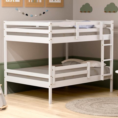 Beliche Casal Casal Slim com Grade de Proteção Madeira Maciça Branco Housin