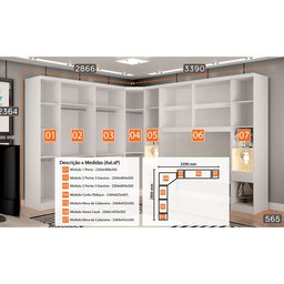 Guarda-roupa Modulado de Casal Safira 002 em Mdf com 12 Portas e 8 Gavetas Clic Móveis - 3