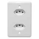 Ver imagem 1 de Tomada Dupla Monobloco 10A 250V Branca - Stylus - Ilumi