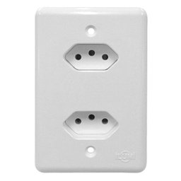 Tomada Dupla Monobloco 10A 250V Branca - Stylus - Ilumi - 1