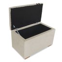 Ver imagem 4 de Recamier Puff Baú Organizador no Boucle com Cinto Preto:bege