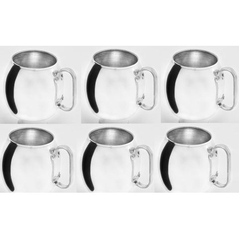 Kit 6 Canecas Cerveja Chopp de Alumínio Polido Bojuda 600ml