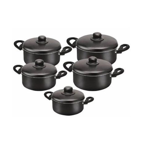 Conjunto de 5 Panelas Caçarolas em Alumínio Antiaderente