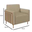 Ver imagem 4 de Poltrona Decorativa para Sala de Estar 79cm Pés Aço Delarma M22 Linho Bege - Mpozenato