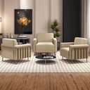 Ver imagem 2 de Poltrona Decorativa para Sala de Estar 79cm Pés Aço Delarma M22 Linho Bege - Mpozenato