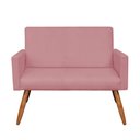 Ver imagem 3 de Kit Namoradeira 2 Poltronas e 2 Puffs Redondo Nina Veludo Rosê Pés Palito Castanho - Slk Decor