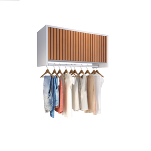 Armário para Lavanderia com Cabideiro Suspenso Delta - Branco/ripado