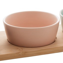 Petisqueira de Cerâmica Com 3 Potes e Bandeja de Bambu 32cm Lyor - 4