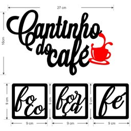 Placa Decoração Cantinho Do Café Quadros Mdf Foco Força Fé - 2