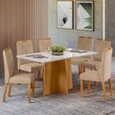 Ver imagem 2 de Conjunto Sala de Jantar Mesa Anitta 160x90 6 Cadeiras Anitta Ype/off/linho Areia