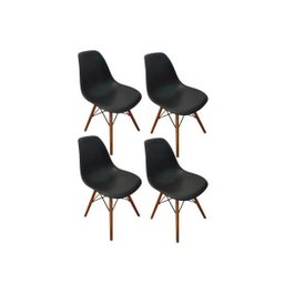 Kit 4 Cadeiras Eiffel Sala Jantar Cozinha Escritório Charles Eames Preta - 1