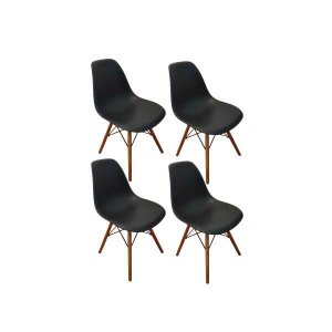 Kit 4 Cadeiras Eiffel Sala Jantar Cozinha Escritório Charles Eames Preta