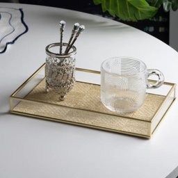 Bandeja Decorativa Toscana 25x 15cm Dourada Metal Wolff - 3