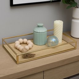 Bandeja Decorativa Toscana 25x 15cm Dourada Metal Wolff - 4