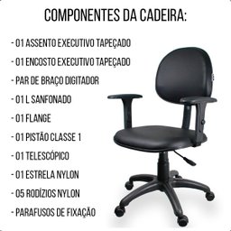 Cadeira Executiva Giratória Escritório Ergonômica com Braço - 4