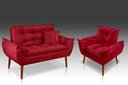 Ver imagem 1 de Kit 01 Poltrona + 01 Namoradeira Opala + 02 Almofadas Suede Vermelho-rv Decora