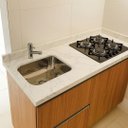 Ver imagem 2 de Pia de Cozinha Mármore Branco 150cm Espaço Cooktop e Cuba: Branco