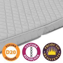 Puff Multiuso Bordado Matelassê com Travesseiro 3 em 1 Solteiro Cinza Bf Colchões - 6 Puff Multiuso Bordado Matelassê com Travesseiro 3 em 1 Solteiro Cinza Bf Colchões - 6