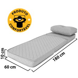 Puff Multiuso Bordado Matelassê com Travesseiro 3 em 1 Solteiro Cinza Bf Colchões - 4 Puff Multiuso Bordado Matelassê com Travesseiro 3 em 1 Solteiro Cinza Bf Colchões - 4