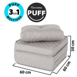 Puff Multiuso Bordado Matelassê com Travesseiro 3 em 1 Solteiro Cinza Bf Colchões - 2 Puff Multiuso Bordado Matelassê com Travesseiro 3 em 1 Solteiro Cinza Bf Colchões - 2