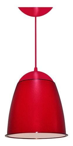 Kit Utron 6 Lustres Luminária Pendente Cor Taça 20cm 5 Cores - Vermelho - Bivolt - 1