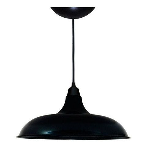 Lustre Luminária Pendente Utron Prato Bedd Estilo Retrô 32cm - Preto