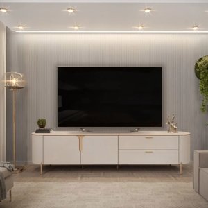 Bancada Celine Rack 2,41m de Largura Off White - Dj Móveis