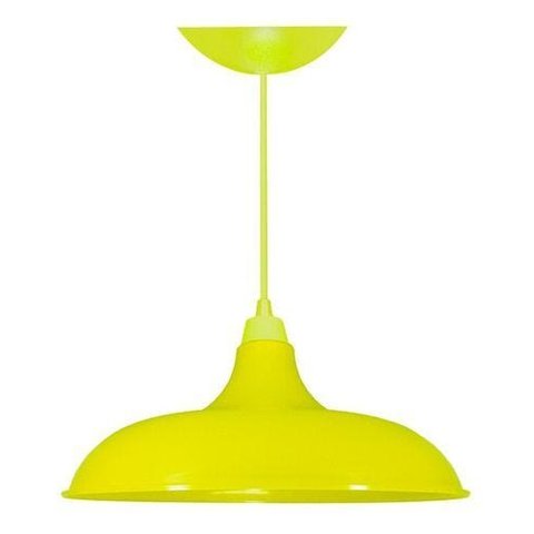 Lustre Luminária Pendente Utron Prato Bedd Estilo Retrô 32cm - Amarelo