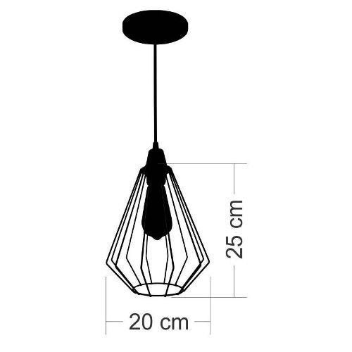 Kit Utron 3 Lustres Luminária Pendente Aramado Cake 2 Cores - Preto - 2