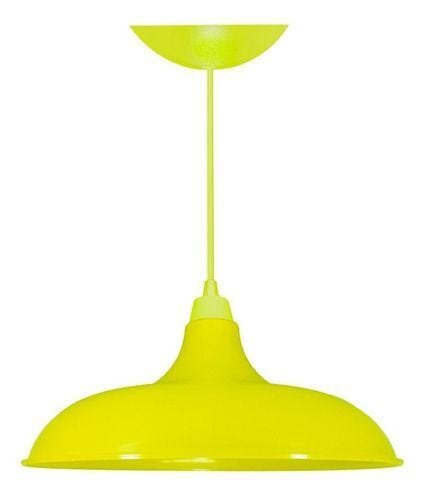 Kit Utron 4 Lustres Luminária Pendente Prato Bedd Retrô 32cm - Amarelo - Bivolt - 1