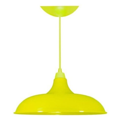 Kit Utron 5 Lustres Luminária Pendente Prato Bedd Retrô 32cm - Amarelo - 110v/220v (bivolt)